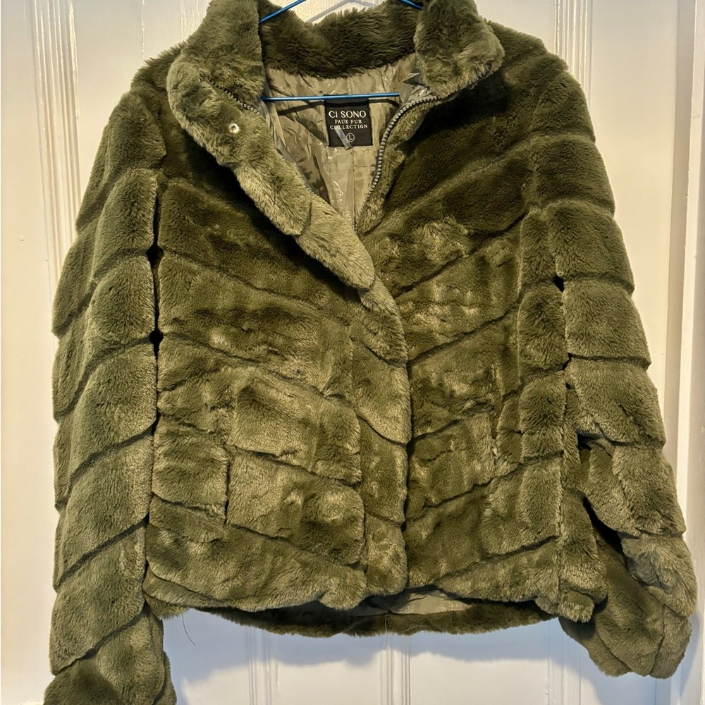Ci Sono Forest Green Teddy Jacket